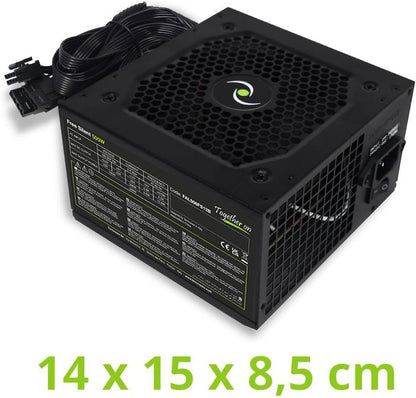 Tecnoware Free Silent 500 ATX Power Supply, 5inch Silent Fan, 2 x SATA, 1 x 24 Pin, 1 x 12V 4+4 Pin, 2 x Molex, Over Voltage Protection, 16inch Cables, CE and Rohs Certified