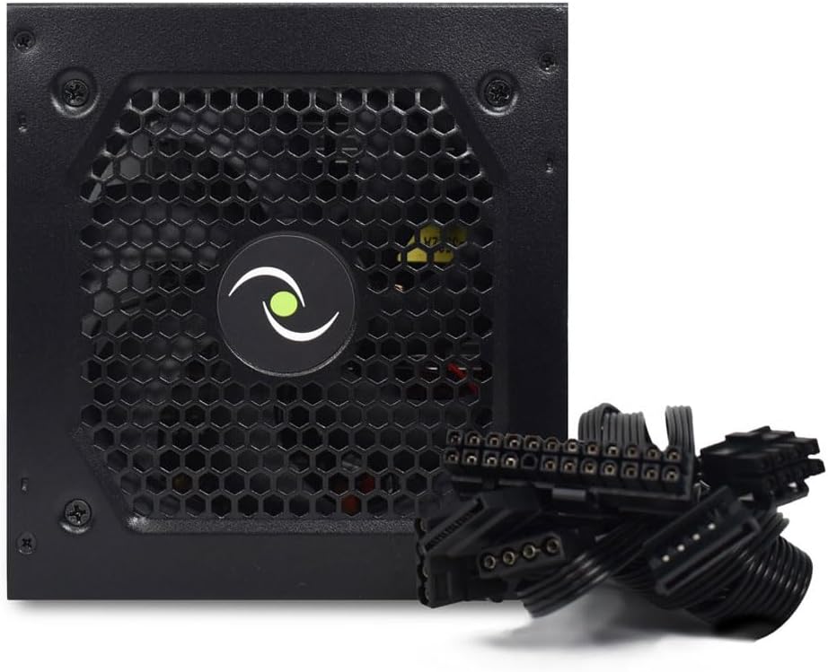 Tecnoware Free Silent 500 ATX Power Supply, 5inch Silent Fan, 2 x SATA, 1 x 24 Pin, 1 x 12V 4+4 Pin, 2 x Molex, Over Voltage Protection, 16inch Cables, CE and Rohs Certified