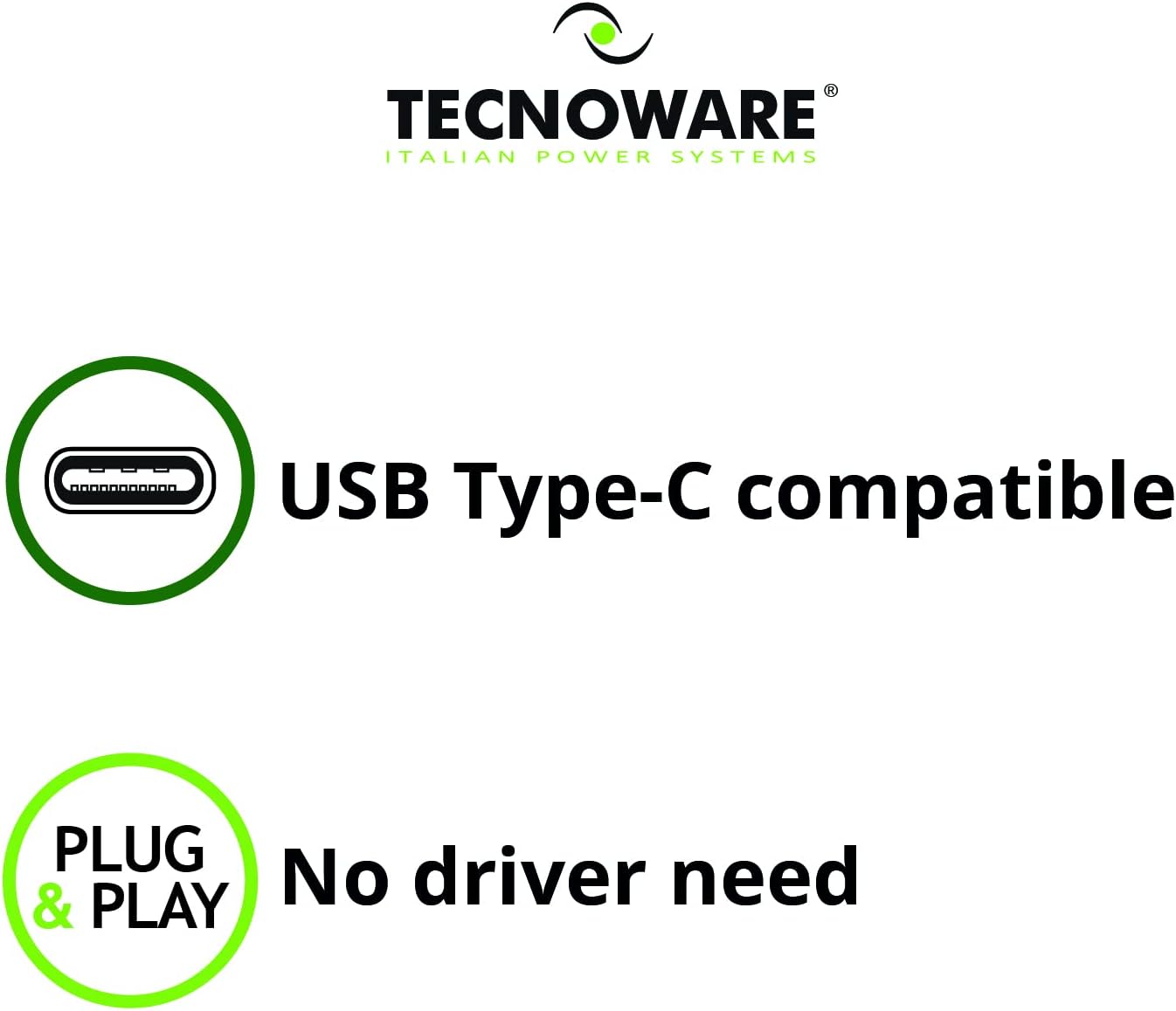 Tecnoware 65W USB Type-C Universal Power Supply - Charger Compatible with any Notebook Equipped with USB C Port (Macbook Pro/Air, Asus, Lenovo Thinkpad and Yoga, Samsung, Huawei, Xiaomi Air) - Cable 6