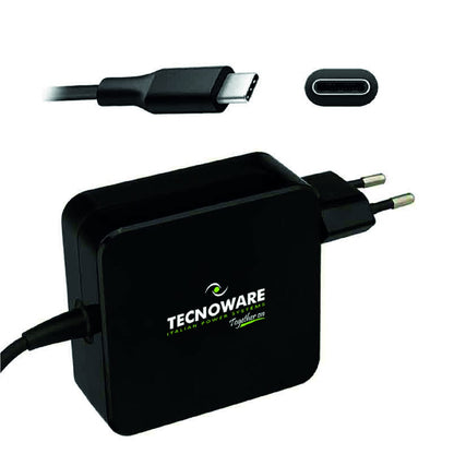 Tecnoware 65W USB Type-C Universal Power Supply - Charger Compatible with any Notebook Equipped with USB C Port (Macbook Pro/Air, Asus, Lenovo Thinkpad and Yoga, Samsung, Huawei, Xiaomi Air) - Cable 6