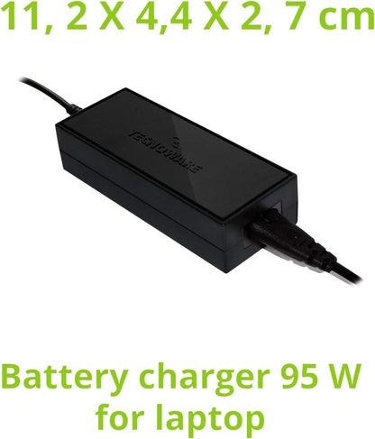 Tecnoware Power Systems - Caricatore Universale 95W per Notebook | 10 Connettori per Acer, ASUS, Sony, Toshiba, HP, Dell, Lenovo, LG, IBM, Fujitsu, Samsung | Protezione sbalzi corrente, Nero