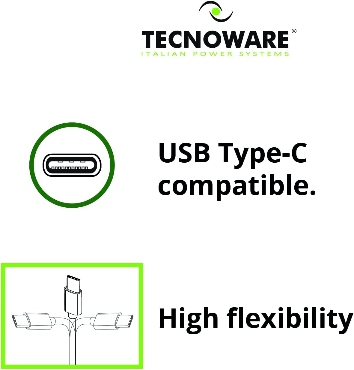 Tecnoware USB Type C Cable Compatible with Notebook, Ultrabook, MacBook Pro, Tablet and All Devices with USB Type C Input