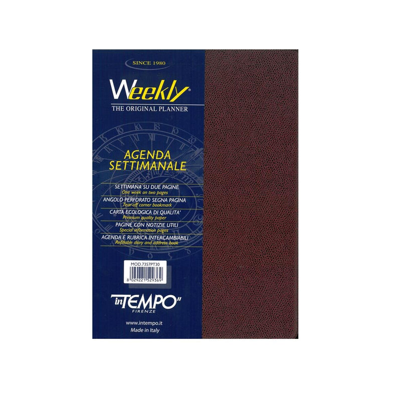 Weekly Planner Weekly F. to 17 x 24 cm Cover Bordeaux
