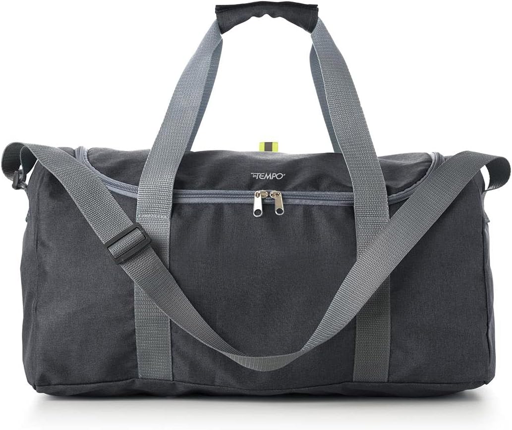 Borsa Sport Ripiegabile Ready in Tessuto Antigraffio, Tracolla Estensibile, Ideale per Viaggi, Sport e Lavoro, Dimensioni 48 x 20 x 27 cm Nero