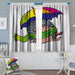 Hedgehog Room Darkening Curtains Smiling Animal with Spikes and Scarf Rainbow Colored Umbrella Walking Winter Theme Customized Curtains 72" W x 45" L Multicolor