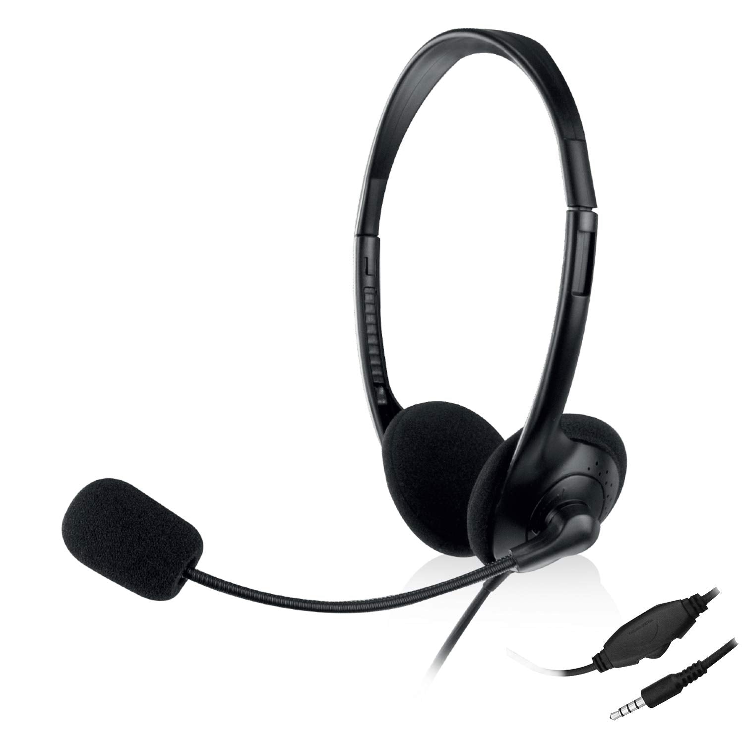 Ewent EW3567 - Auriculares de diadema abiertos para smartphone o tablets (con micrófono