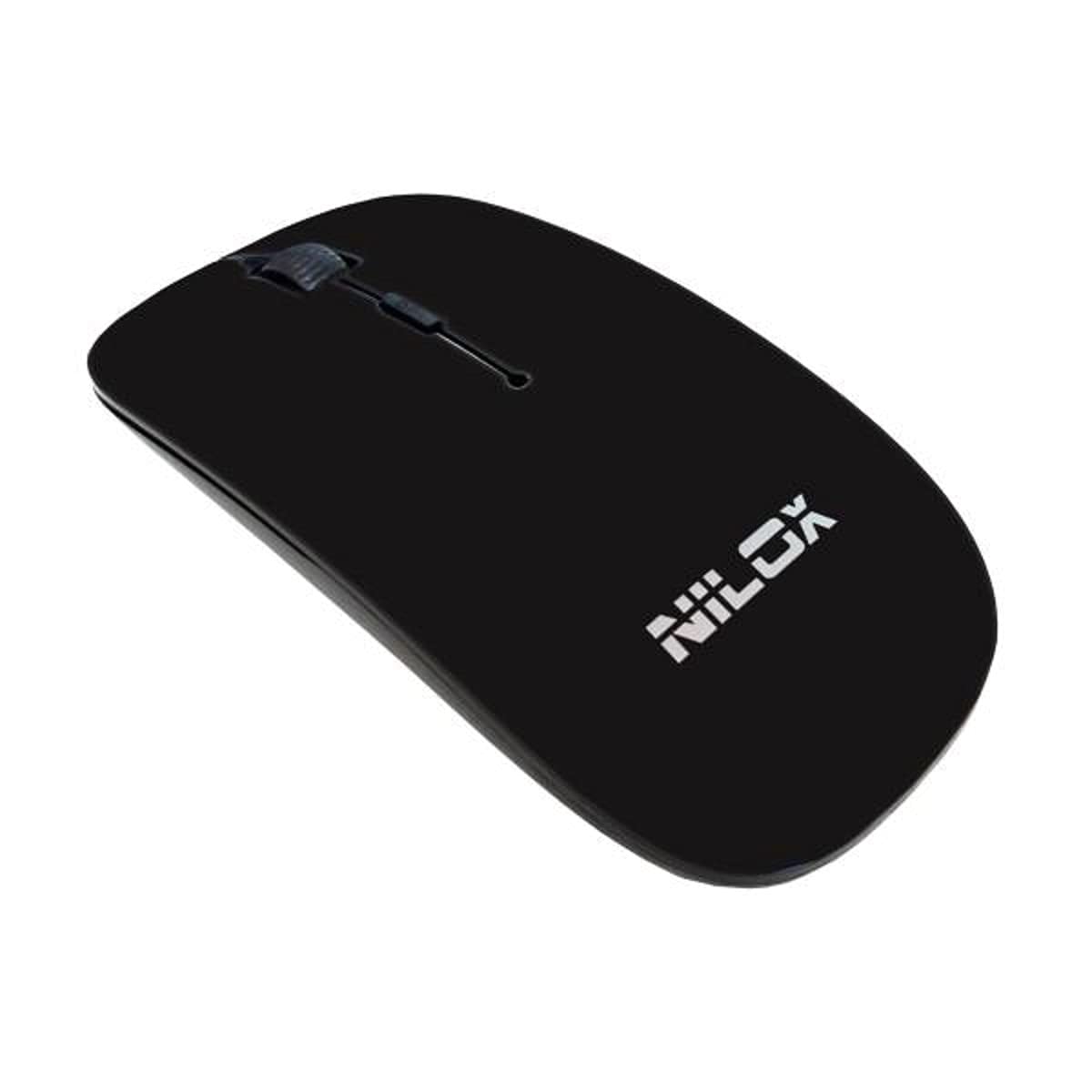 Nilox, Mouse MW30 Wireless, Mouse Wireless con Tracking Ottico 1600 Dpi, 4 Tasti e Design Innovativo ed Elegante, Compatibile con Windows, Mac e Linux, Nero