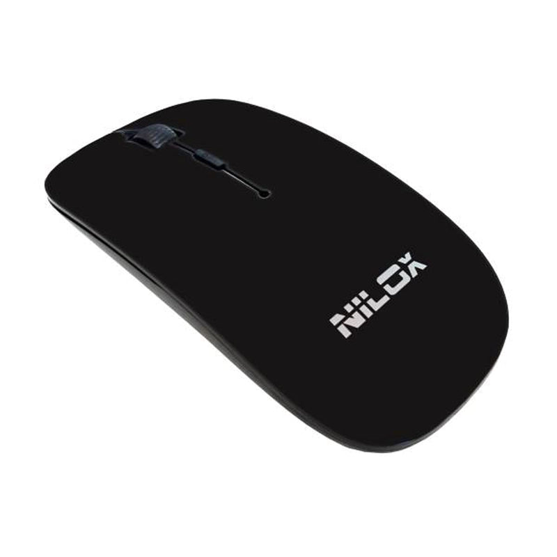 Nilox, Mouse MW30 Wireless, Mouse Wireless con Tracking Ottico 1600 Dpi, 4 Tasti e Design Innovativo ed Elegante, Compatibile con Windows, Mac e Linux, Nero
