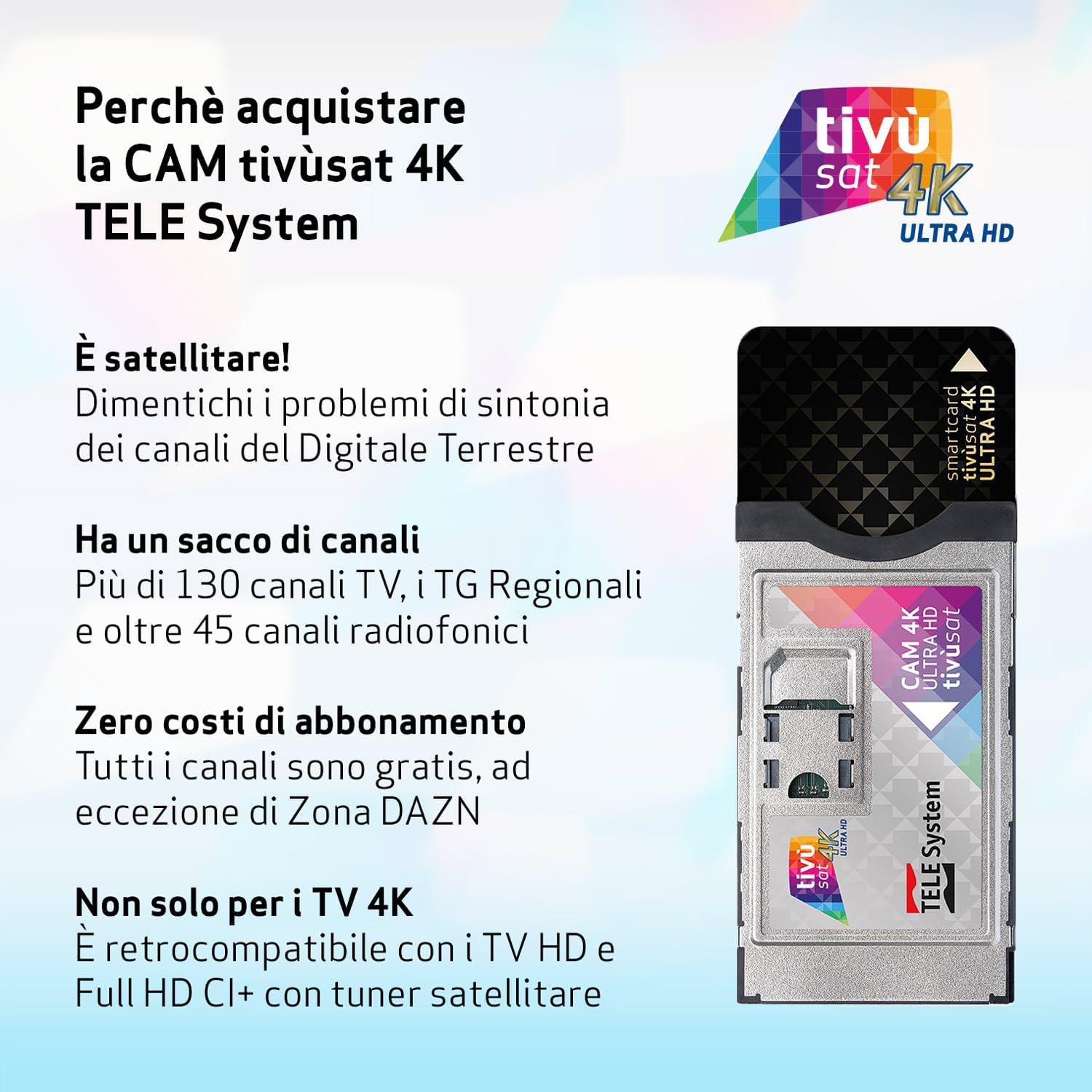 Cam Tivusat 4K Con Card