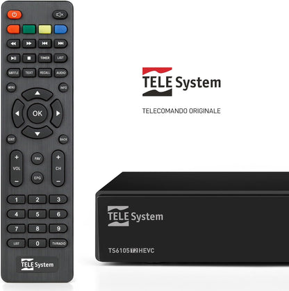 TELE System Telecomando Originale per Decoder Digitale Terrestre TS6105 T2HEVC: con controllo affidabile e intuitivo, compatibile al 100%, facile da usare e configurare