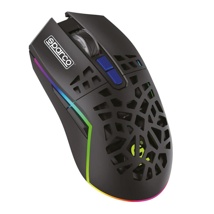 Celly, Wireless Mouse Clutch, Sparco Line, Ergonomic Mouse with Alveolar Design, Silent Click and RGB Lights, Adjustable DPI and Brightness, Mouse with Forward and Back Buttons, Auto-Sleep Mode