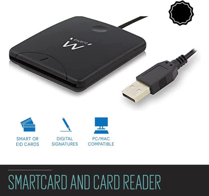 Ewent Smart Card Reader - Card and ID card reader - USB port - PC/SC and WHQL compatible, black