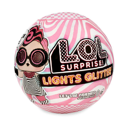 L.O.L. Surprise!-Light Glitter Ball 8 Davon 1 Puppe mit Pailletten, 8 cm, phosphoreszierend, Schwarze Lampe, zufällige Modelle, zum Sammeln inklusive Batterien, Spielzeug für Kinder ab 3 Jahren LLUB4