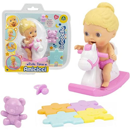 Amicicci Cicciobello, Baby with Rocking Horse, with Accessories, Various Models Girls or Boys Available, Toy for Children from 3 Years, CC010