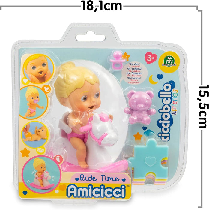Amicicci Cicciobello, Baby with Rocking Horse, with Accessories, Various Models Girls or Boys Available, Toy for Children from 3 Years, CC010