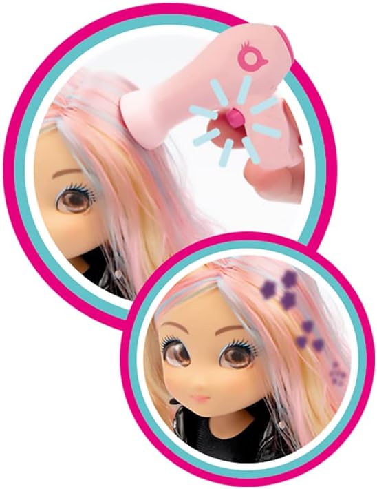 UNIQUE EYES, MYM08 Doll 25 cm with Their Eyes and Magic Hair, Toy for Children 3 Years and Above