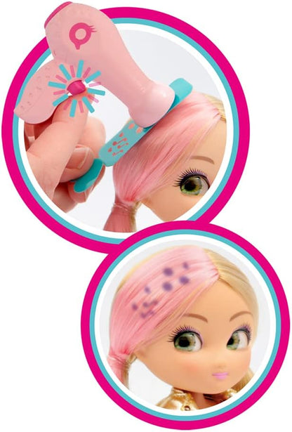 UNIQUE EYES, MYM08 Doll 25 cm with Their Eyes and Magic Hair, Toy for Children 3 Years and Above