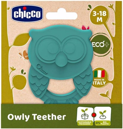Chicco ECO+ Teething Toy, Owly | Sustainable Baby Toy, Recycled Plastic, 3 months + White 1 Count (Pack of 1)