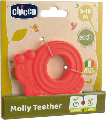 Chicco ECO+ Teething Toy, Molly the Snail | Sustainable Baby Toy, Recycled Plastic, 3 months + multicoloured 1 Count (Pack of 1)