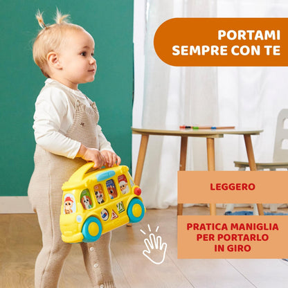 Chicco 00011297000680 ABC Talking School Bus, Cute Bilingual Interactive Toy Italian/English, Learn Animals and Nursery Rhymes, Educational Games 9-36 Months