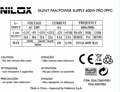 Alimentatore 600W Silent Fan Pro