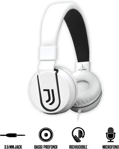 Cuffia Techmade |ON-EAR |con filo | Bianco/Nero | Squadra Juventus Football