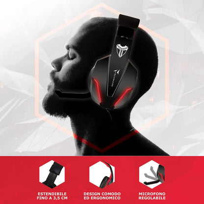 TECHMADE Multimedia Headphones Black/Red red / black
