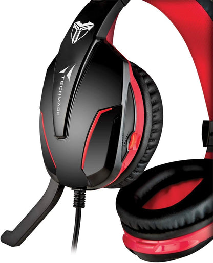 TECHMADE Multimedia Headphones Black/Red red / black