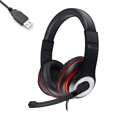 Techmade HEADPHONES WITH USB HOLDER BLACK COLOR