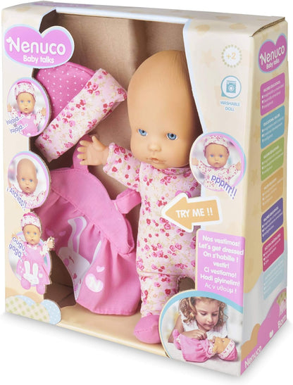 Nenuco Baby Talks, we get dressed - doll with sounds for children from 1 year (Famosa 700016282) multicoloured Baby doll