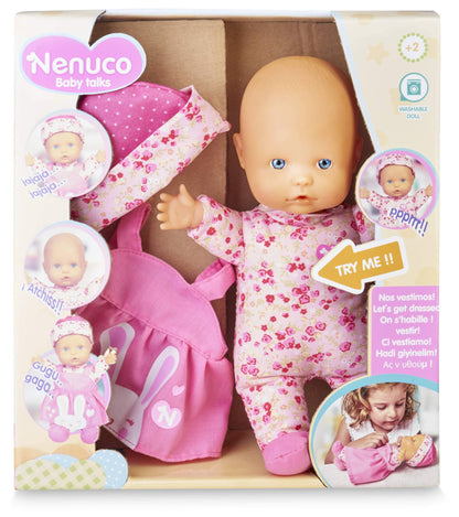 Nenuco Baby Talks, we get dressed - doll with sounds for children from 1 year (Famosa 700016282) multicoloured Baby doll