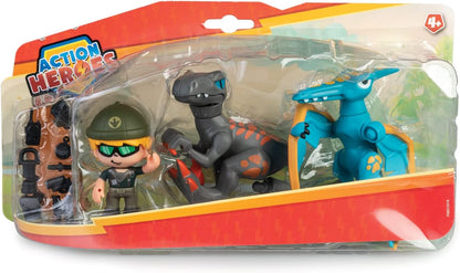 Action Heroes Dino Pack, mix and match figures, dinosaur toys for kids 4 years and over, Multi Coloured (ACN00000)