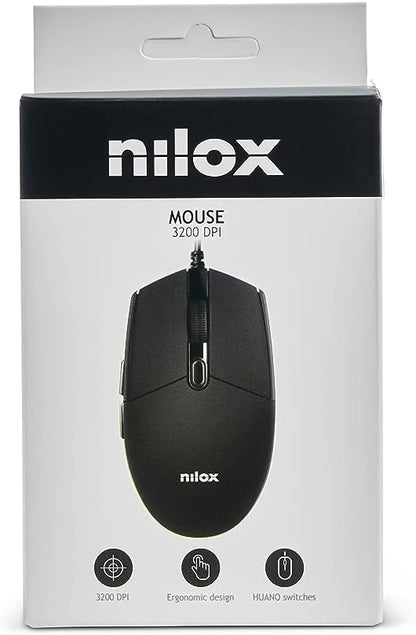 Mouse Nilox Mousb1004 Black Multicolour 3200 Dpi