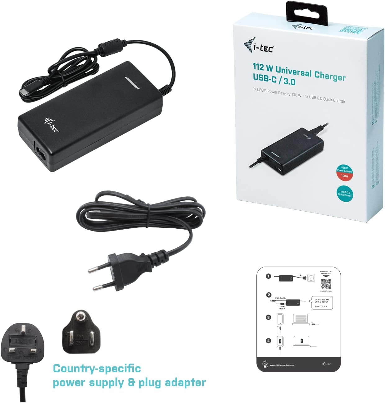 i-tec USB-C 4K Metal Nano Docking Station with 100 W Power Supply - 1x HDMI 1x VGA 1x GLAN 1x USB-C 3x USB 3.1 1x SD/MicroSD 1x Audio for Windows MacOS Android ChromeOS