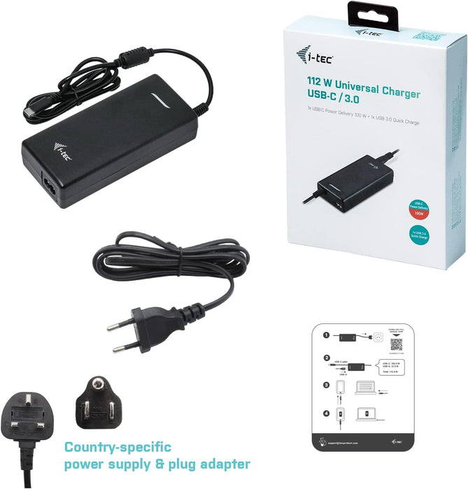 i-tec USB-C 4K Metal Nano Docking Station with 100 W Power Supply - 1x HDMI 1x VGA 1x GLAN 1x USB-C 3x USB 3.1 1x SD/MicroSD 1x Audio for Windows MacOS Android ChromeOS