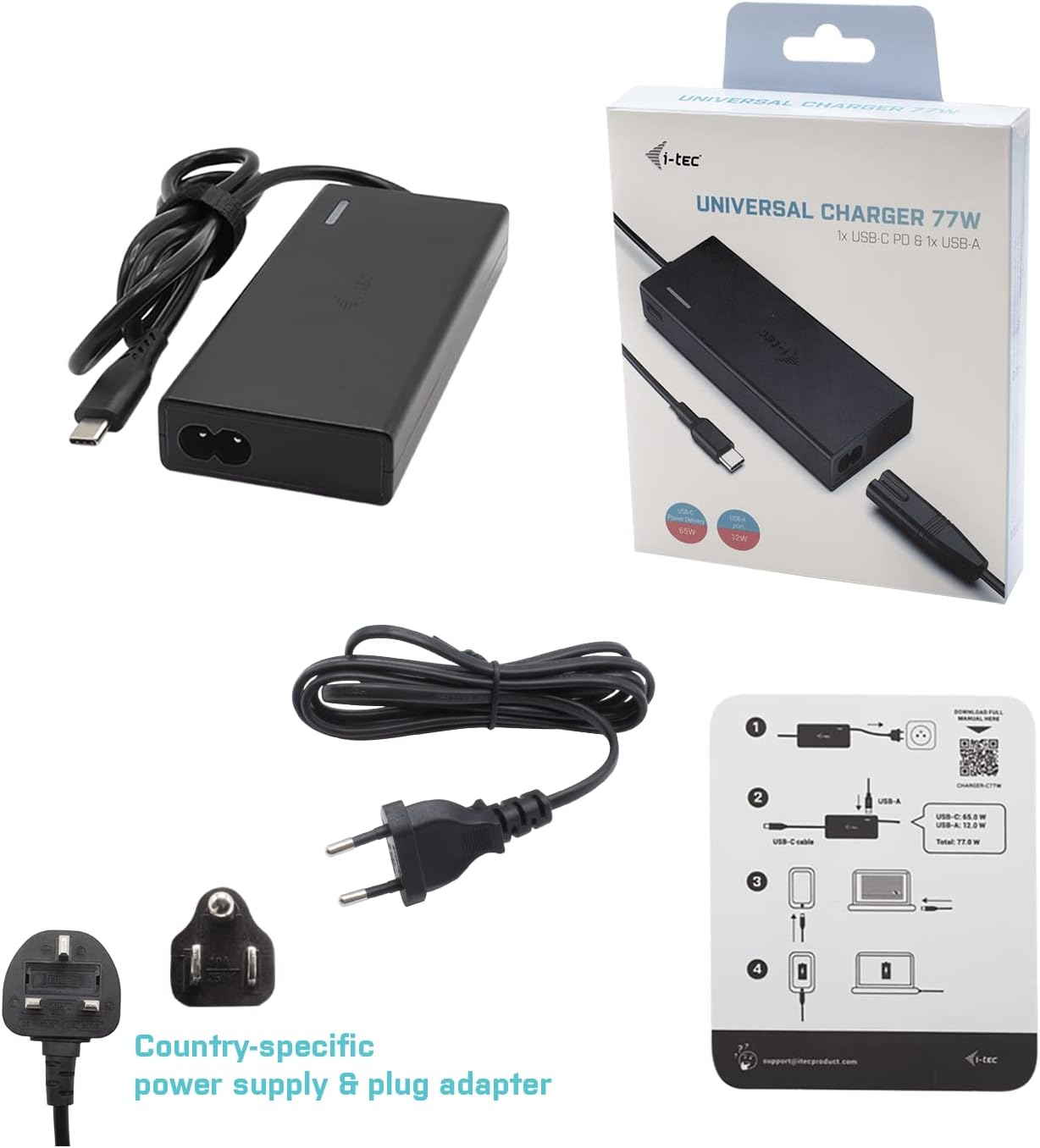 i-tec USB-C 4K Metal Nano Docking Station with 77 W Power Supply - 1x HDMI 1x VGA 1x GLAN 1x USB-C 3x USB 3.1 1x SD/MicroSD 1x Audio for Windows MacOS Android ChromeOS