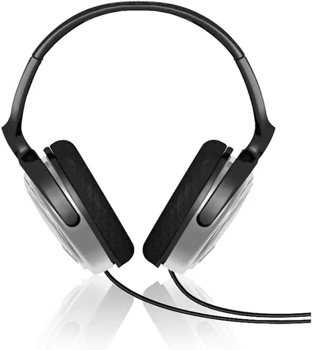 PHILIPS Audio SHP2500/10 Hi-Fi Headphones, TV Headphones with Long Cable (Excellent Sound, Sound Isolation, In-Cord Volume Control, Extra Long 6-m Cable) Silver/Black