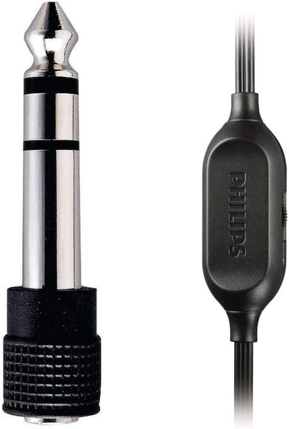 PHILIPS Audio SHP2500/10 Hi-Fi Headphones, TV Headphones with Long Cable (Excellent Sound, Sound Isolation, In-Cord Volume Control, Extra Long 6-m Cable) Silver/Black