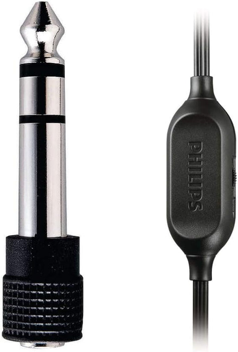 PHILIPS Audio SHP2500/10 Hi-Fi Headphones, TV Headphones with Long Cable (Excellent Sound, Sound Isolation, In-Cord Volume Control, Extra Long 6-m Cable) Silver/Black