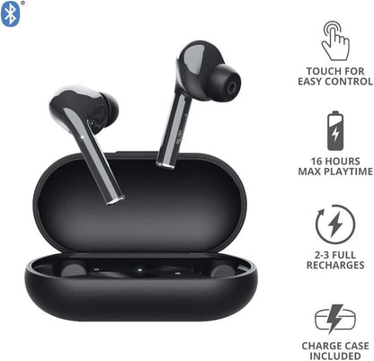 Trust Mobile Nika Touch Bluetooth Wireless Earphones, In Ear Headphones, On-trend Design, Up to 16 Hours Playtime, Built-in Microphone, TWS, Earbuds for Android, Chrome OS, iOS, Windows, Black