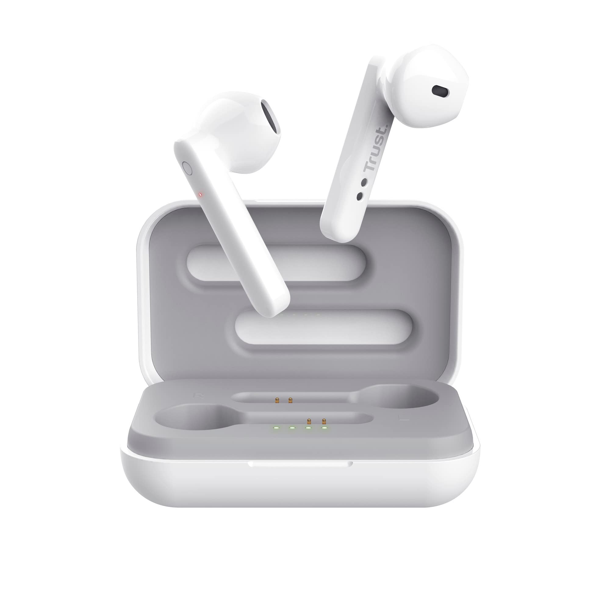 Trust Mobile Primo Touch Bluetooth Wireless Earphones, In Ear Headphones, On-trend Design, Up to 10 Hours Playtime, Built-in Microphone, TWS , Earbuds for Android, Chrome OS, iOS, Windows, White