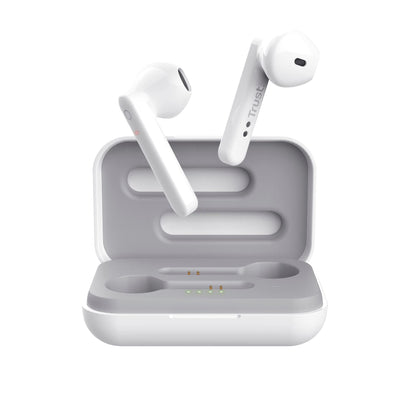 Trust Mobile Primo Touch Bluetooth Wireless Earphones, In Ear Headphones, On-trend Design, Up to 10 Hours Playtime, Built-in Microphone, TWS , Earbuds for Android, Chrome OS, iOS, Windows, White