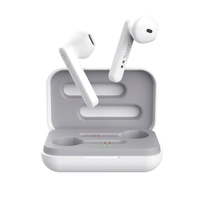 Trust Mobile Primo Touch Bluetooth Wireless Earphones, In Ear Headphones, On-trend Design, Up to 10 Hours Playtime, Built-in Microphone, TWS , Earbuds for Android, Chrome OS, iOS, Windows, White