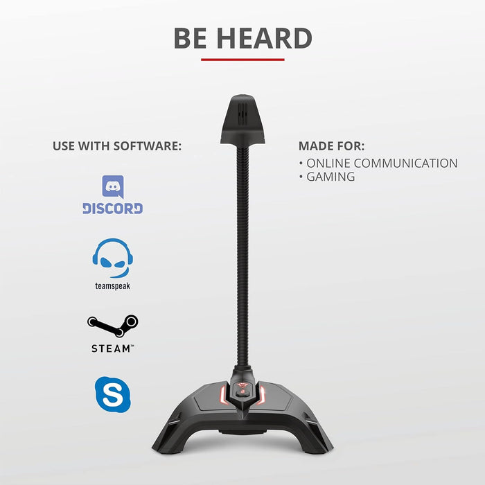 Trust Gaming LED-Illuminated USB Streaming Microphone GXT 215 Zabi for Computer, Laptop, PC - Black