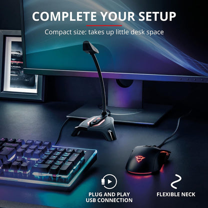 Trust Gaming LED-Illuminated USB Streaming Microphone GXT 215 Zabi for Computer, Laptop, PC - Black