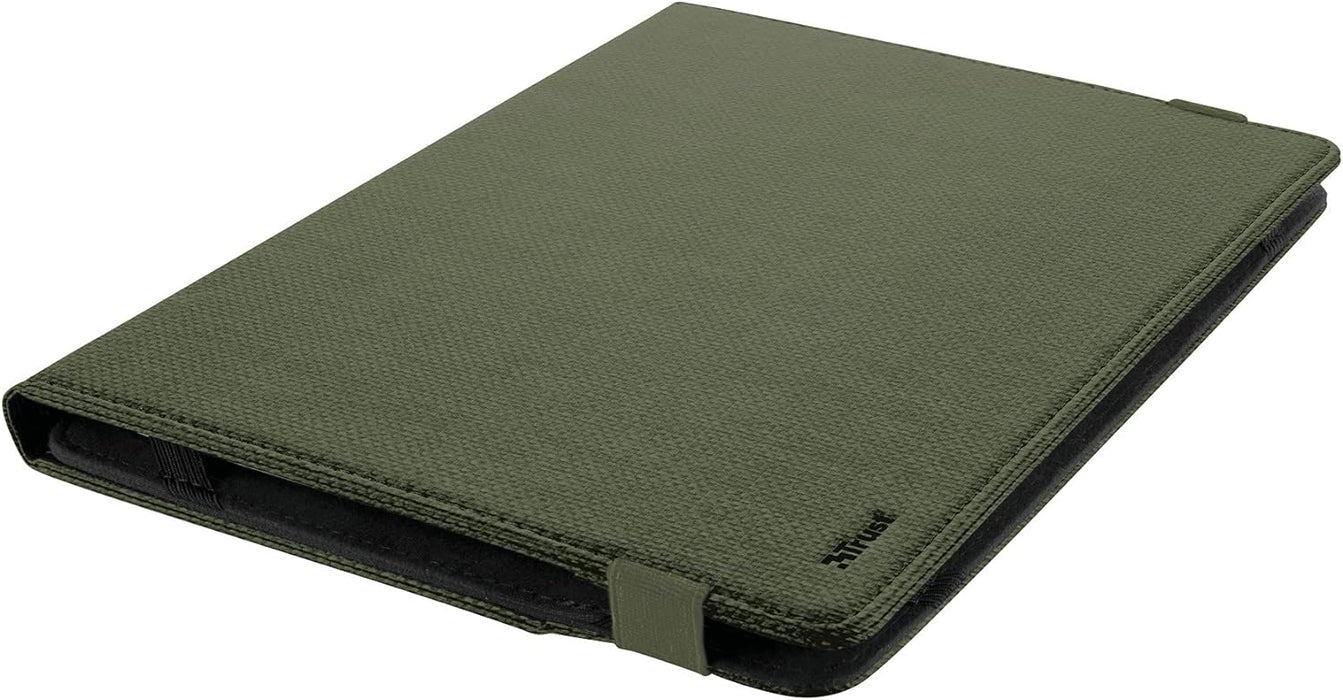 Trust Mobile Primo Recycled Tablet Folio for 10 inch Tablet, Tablet Cover Made of 6.5 Recycled PET Bottles, Universal Protective Cover with Stand, Folding Case with Closing Strap