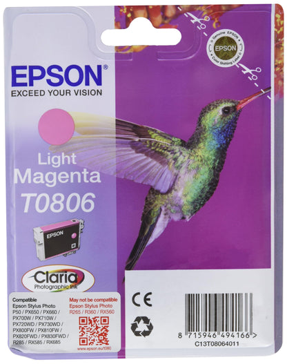 Epson Original C13T08064011 T0806 Light Magenta Ink Cart, Genuine