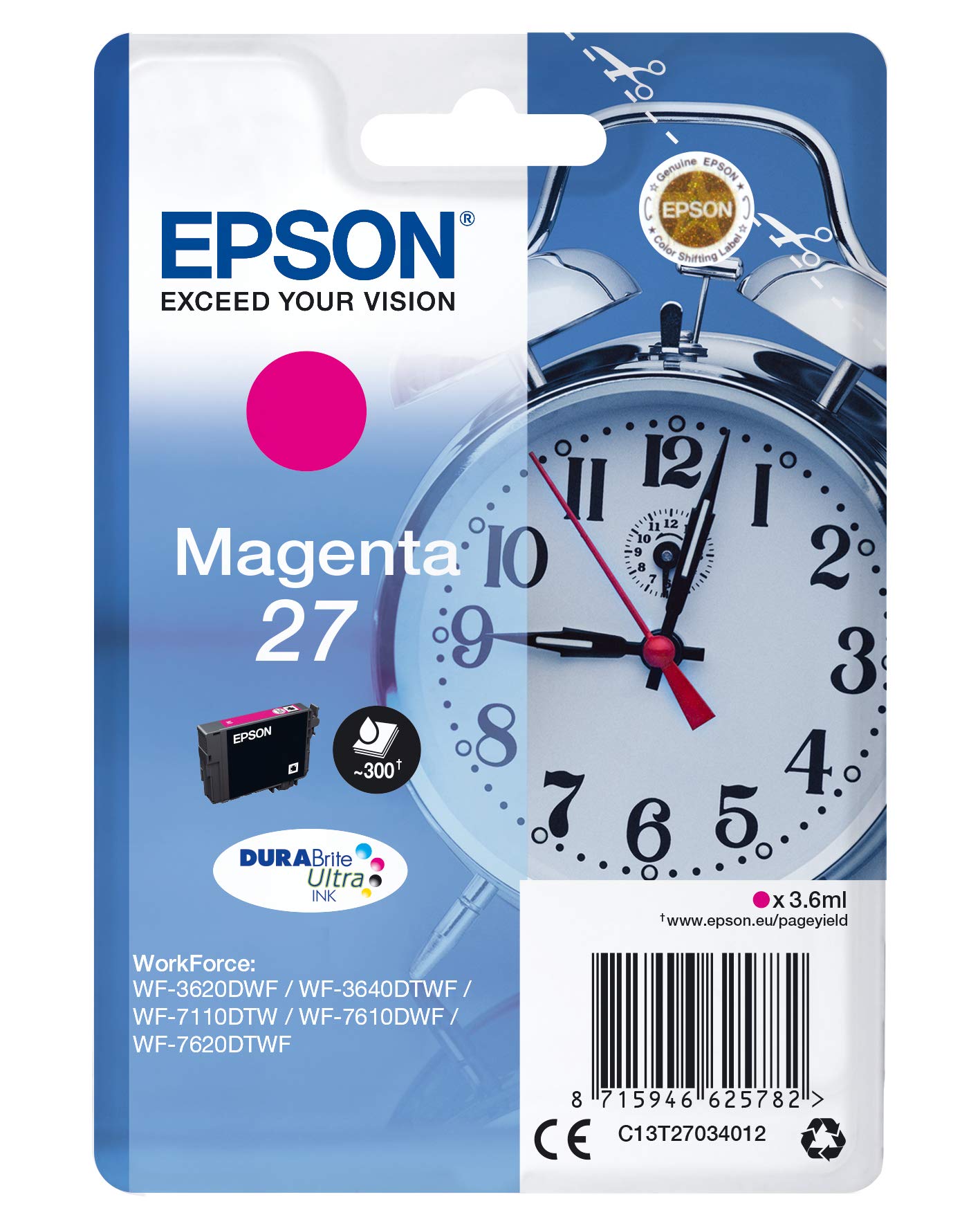 Epson C13T27034022 3.6ml 300pagine Magenta cartuccia d'inchiostro