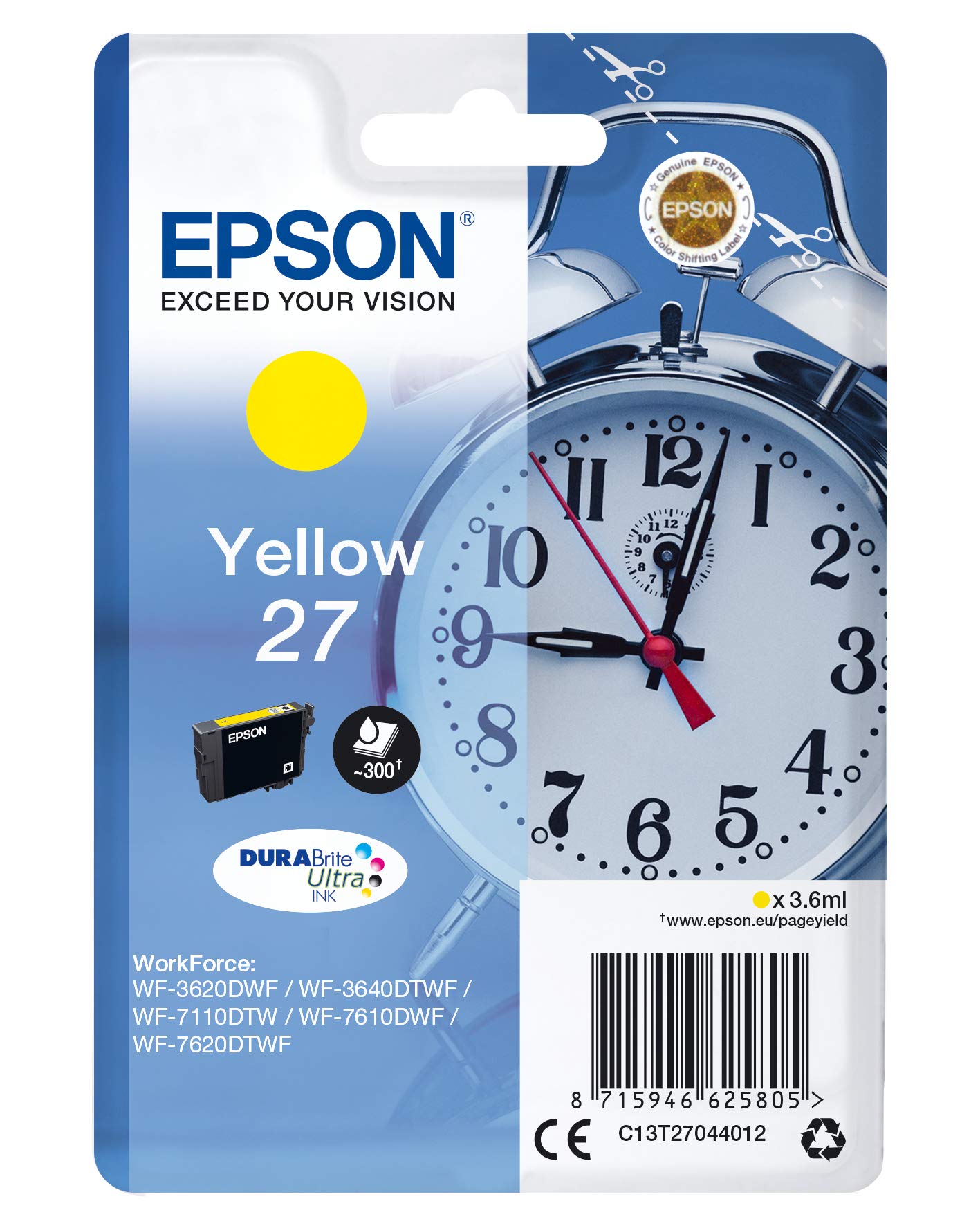 EPSON Alarm Clocks Ink Cartridge for WF-3620DWF Series - Yellow