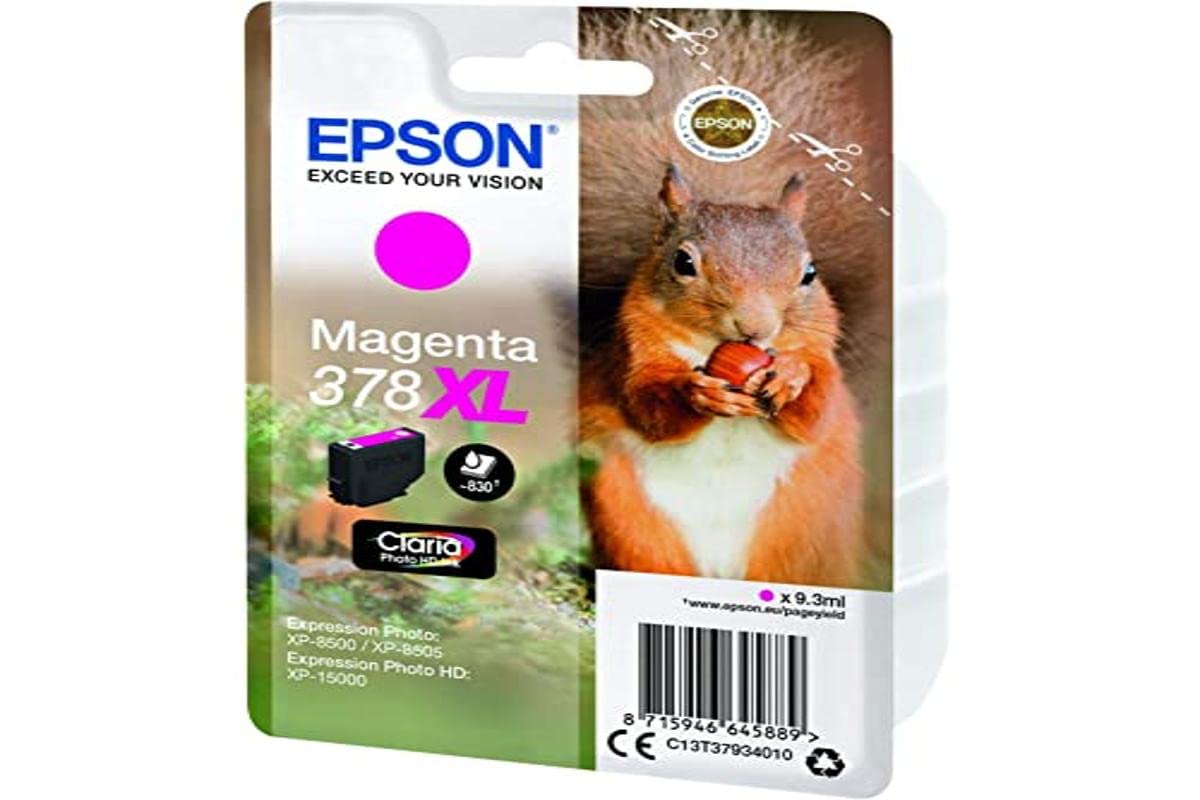 Epson 378XL 9.3ml 830páginas Magenta cartucho de tinta - Cartucho de tinta para impresoras (Epson, Magenta, Expression Photo XP-8500, XP-8505 Expression Photo HD XP-15000, 9,3 ml, 830 páginas